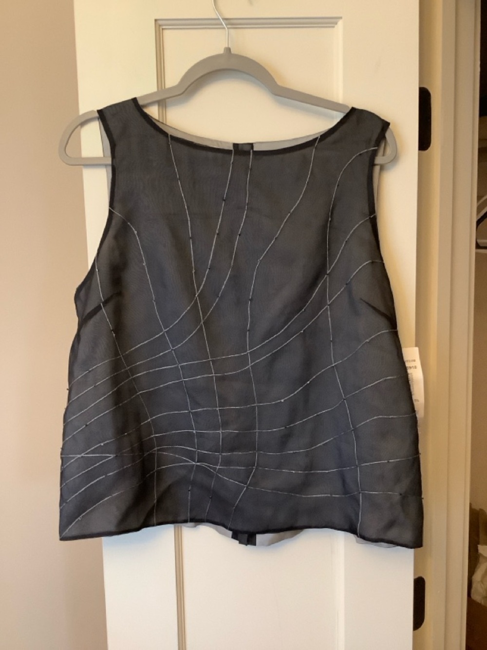 Allison Taylor Black and Silver Patterned Silk Blouse